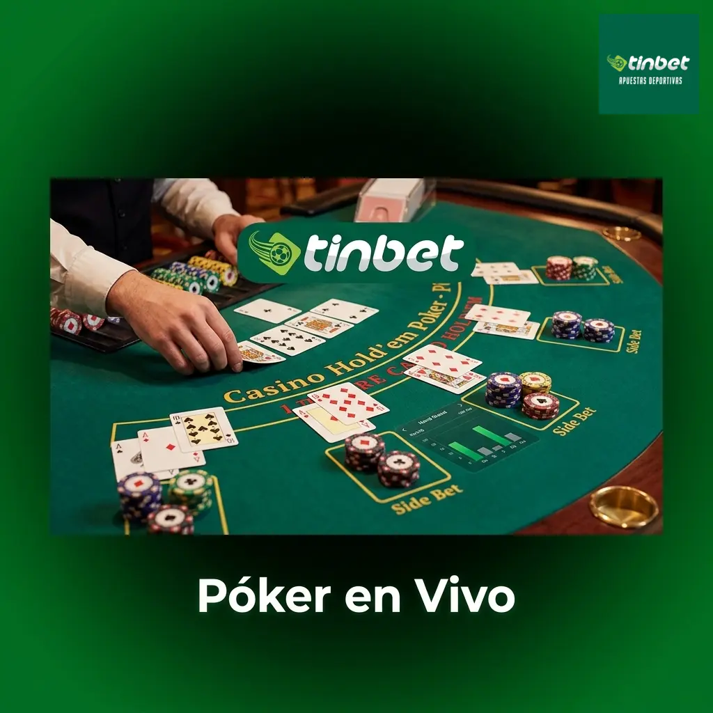 Póker en vivo en Tinbet con variantes como Casino Hold'em y Three Card Poker contra crupier real