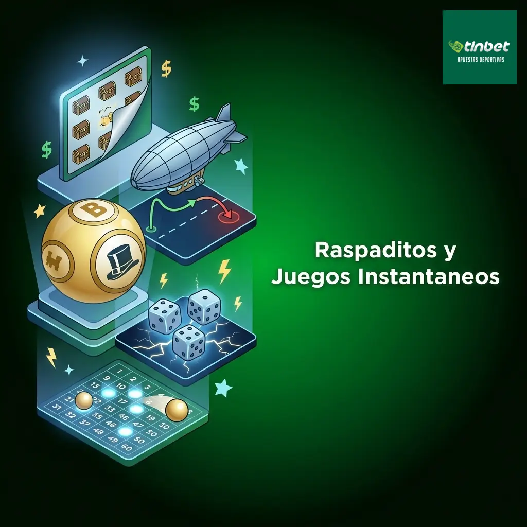 Raspaditos y juegos instantáneos en Tinbet: Scratch Card, Cash or Crash, Keno y más desde el celular.